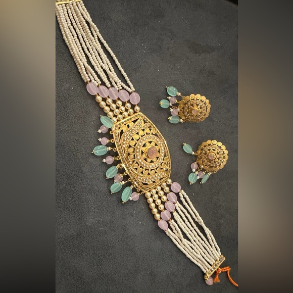 Ethnic Indian Wear Jewelry - 22k necklace set